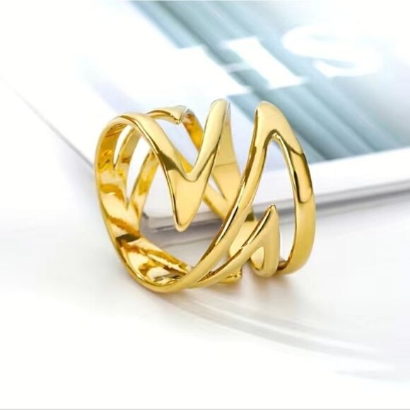 Punk Style Wrap Ring Stainless Steel 18k Gold Plated Adjustable (7 to 9) - Picture 5 of 7